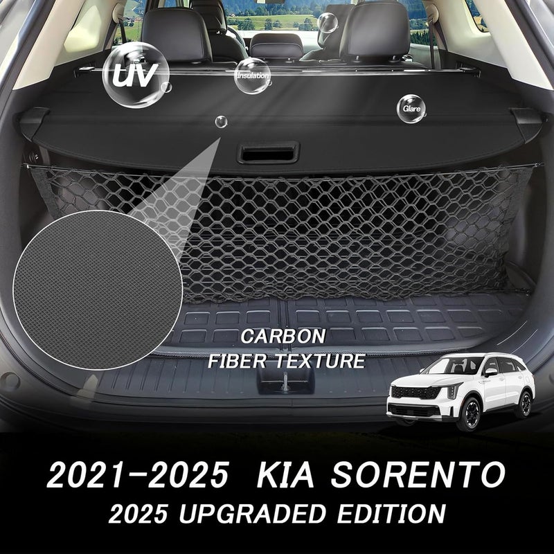 Sze Cargo Cover for Kia Sorento 2021-2024 2025 Retractable Trunk Cover Black Rear Trunk Security Cover Shielding Shade Waterproof-New Upgrade - Image 4